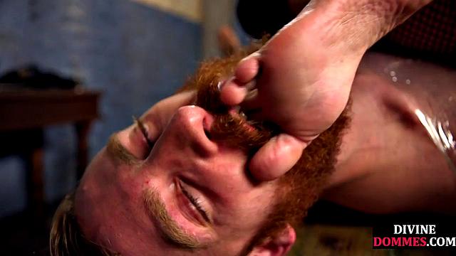 Big-titted femme foot-licked by incel