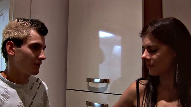 Femdom babes strapon fuck pathetic loser while jerking