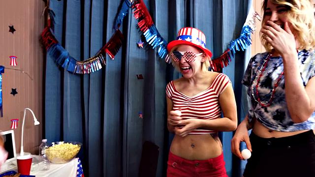 Get ready for a wild ride as these small-titted brunettes get fucked in reverse cowgirl & interracial party