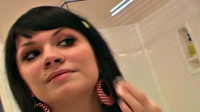 Pretty teen does her makeup