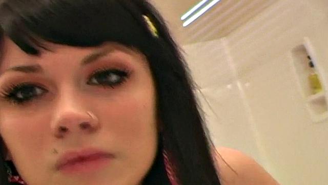 Pretty teen does her makeup