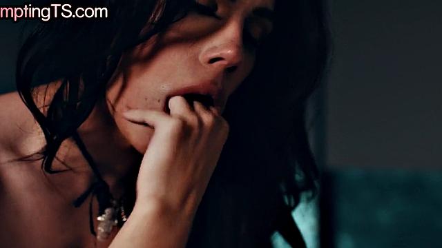 Small-titted 21 yo trans fucks female slut in missionary