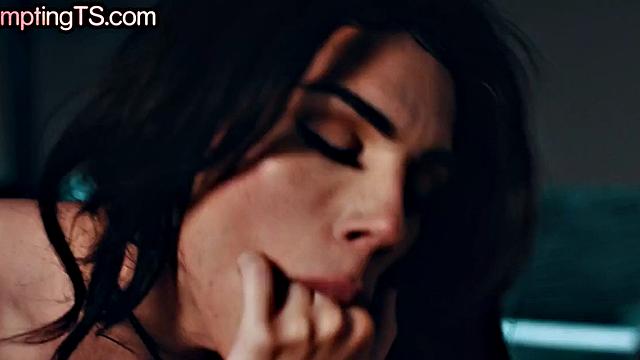 Small-titted 21 yo trans fucks female slut in missionary