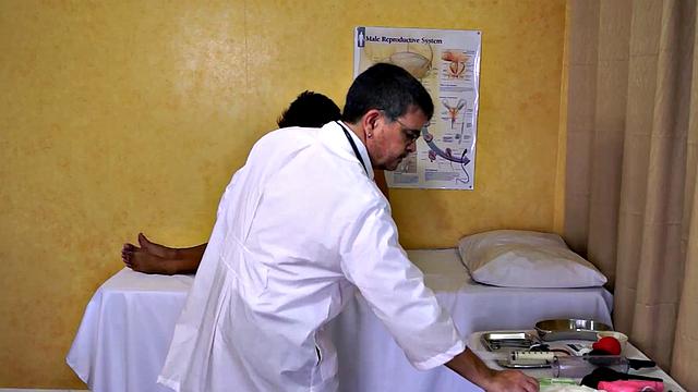 Asstoyed Asian twink takes enema at infirmary