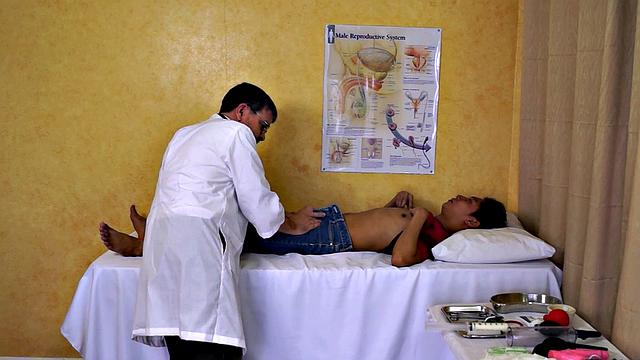 Asstoyed Asian twink takes enema at infirmary