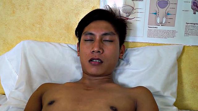 Asstoyed Asian twink takes enema at infirmary
