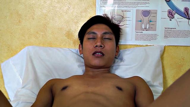 Asstoyed Asian twink takes enema at infirmary