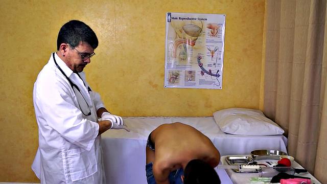 Asstoyed Asian twink takes enema at infirmary