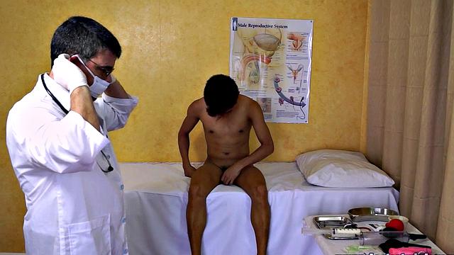 Asstoyed Asian twink takes enema at infirmary