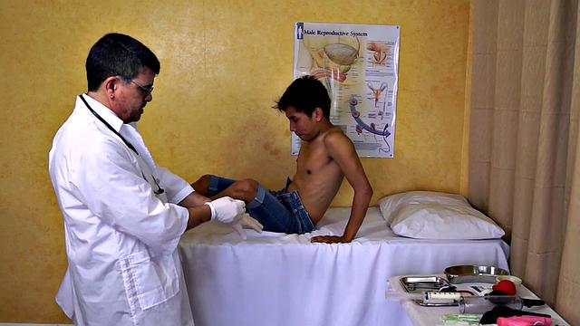 Asstoyed Asian twink takes enema at infirmary