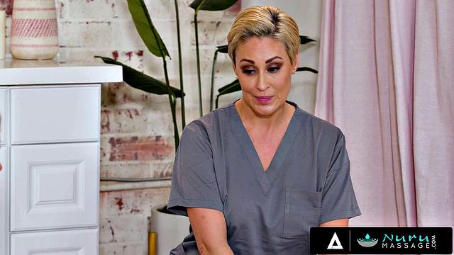 NURU MASSAGE - New Masseuse Learns During Hot Threesome With A Coworker