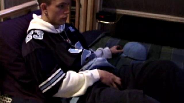 Prepared to rub one out, Shane sheds his clothes and works up a boner. Once stiff, he strokes his cock with determination, edging himself a few times along the way. Finally he shoots a nice warm load onto his chest.