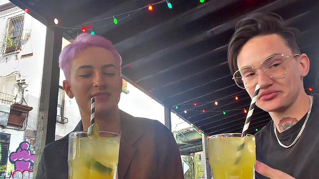 Inked amateur queer fingers and licks pussy at home