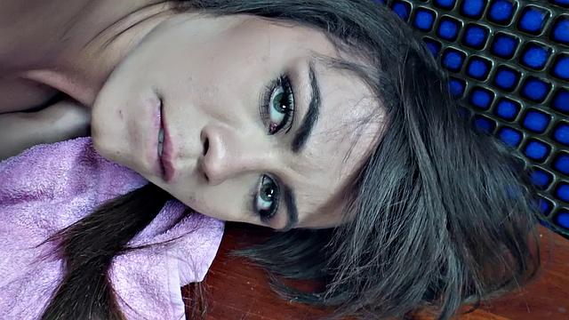 Blair's Sauna Tape: Brunette babe gives a steamy outdoor BJ & handjob