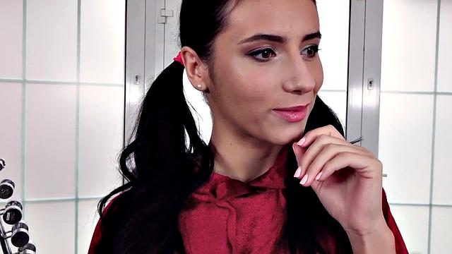 Busty gym babe riding traine after working out