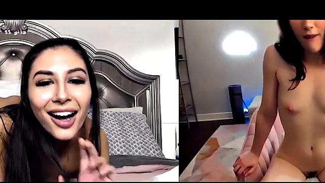 Lesbian babes got naughty on video call