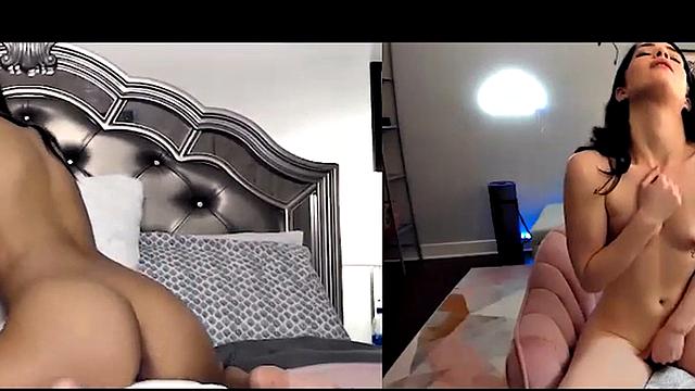 Lesbian babes got naughty on video call