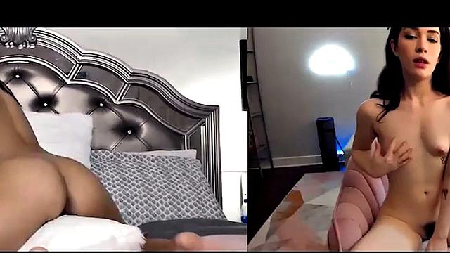 Lesbian babes got naughty on video call