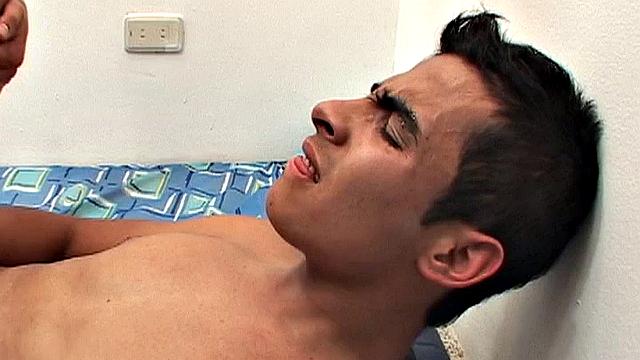 We find Latin twinks Hernan and Nelson naked on a bed and sucking each other's uncut dick. A little ass rimming gets the bottom in the mood and soon light skin top is barebacking dark skin bottom.