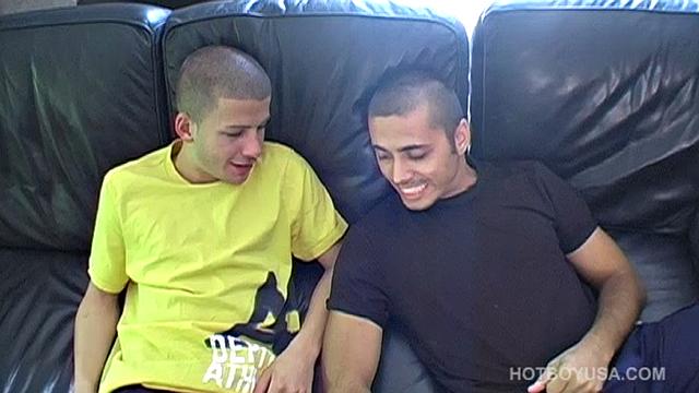 Latin boys Chico and Rico relax on the sofa before making out and undressing. After hot oral exchange, Chico becomes a power top with Rico.