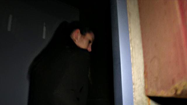 Brunette's mouth filled with cum after a steamy photoshoot with big tits and sexy earrings