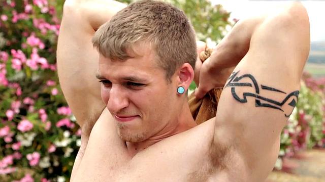 Amateur hunk teases before masturbating for jizzshot