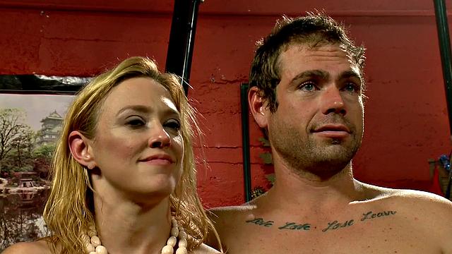 Kinky blonde MILF dominates hubby with strapon in wild threesome with 2 guys