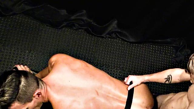 Breeding young stud fucks athletic jock after rimming ass