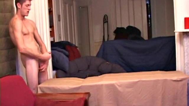 Dick in hand, Marc Sterling gets it hard fast and gets ready to cum as far as he can. And what a shot he makes! He shoots nearly to the end of a table.