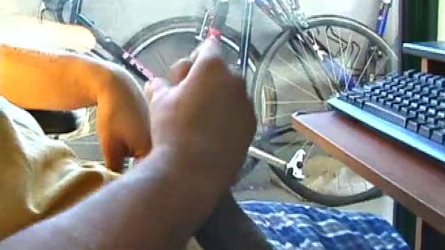 Young Tony returns for another solo session and after pulling off his pants he strokes up a stiff one, while watching some on his computer. After jacking off with determination, Tony strokes out another messy cum shot