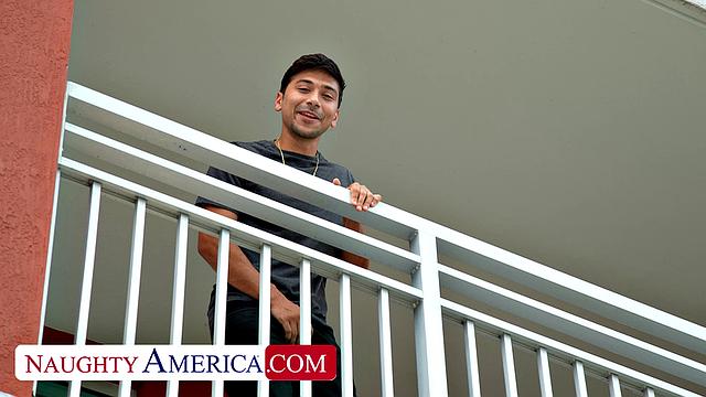 Sexy neighbor Nicole Aria is hot and horny and looking to get cock