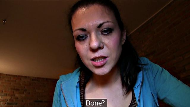 Sexy Brunette Wife in Fitness Trainer's Office Fucks Him Hard and Swallows His Cum