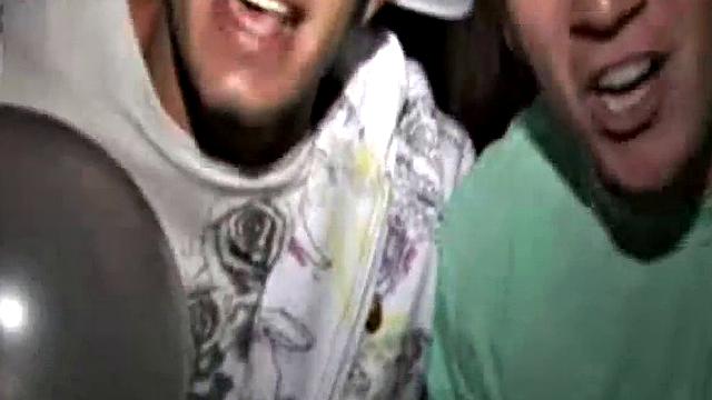 Hot party girls with small tits take turns on a lucky stud