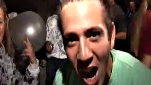 Hot party girls with small tits take turns on a lucky stud