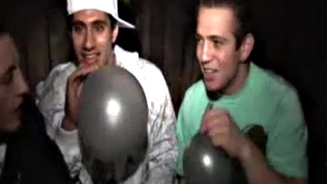 Hot party girls with small tits take turns on a lucky stud