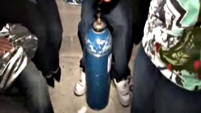 Hot party girls with small tits take turns on a lucky stud