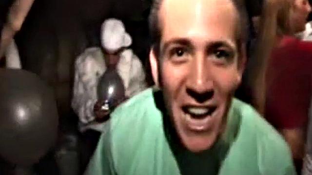 Hot party girls with small tits take turns on a lucky stud