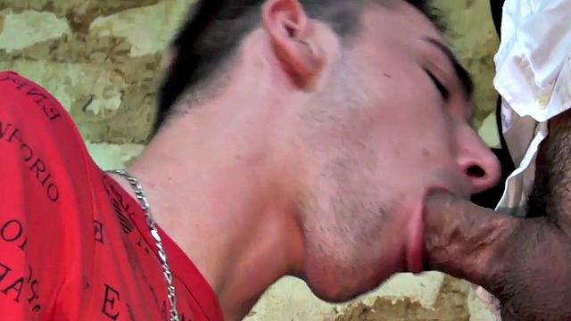 Suited amateur stud fucks bottom BF in abandoned place