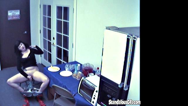 Brunette rubbing and Masturbating with Vegetable