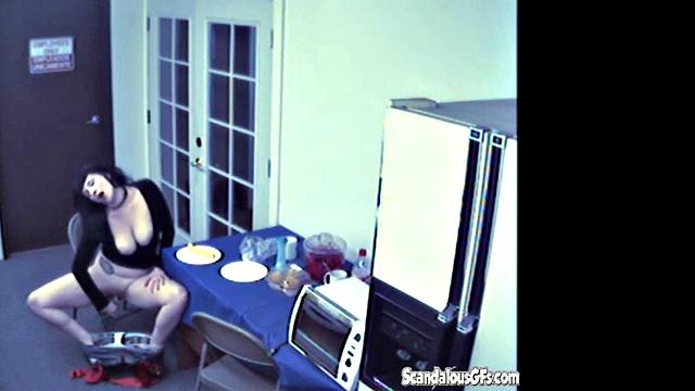 Brunette rubbing and Masturbating with Vegetable