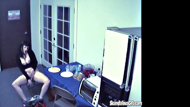 Brunette rubbing and Masturbating with Vegetable