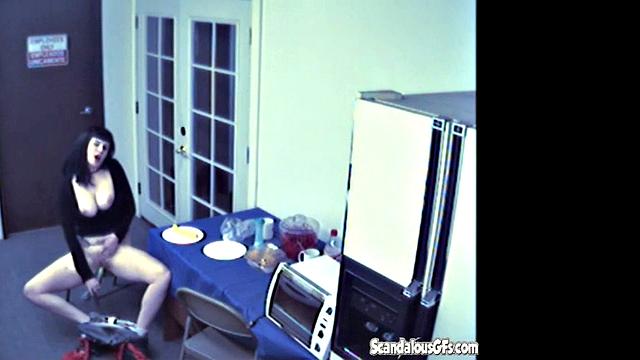 Brunette rubbing and Masturbating with Vegetable