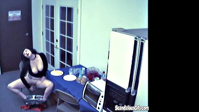 Brunette rubbing and Masturbating with Vegetable