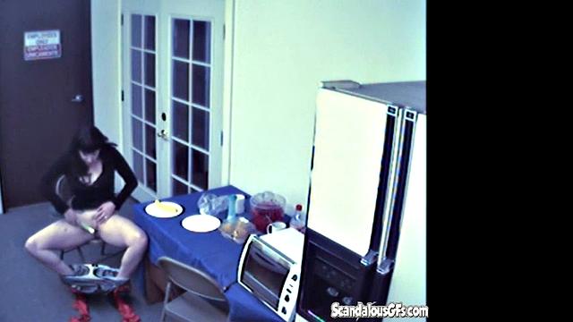 Brunette rubbing and Masturbating with Vegetable