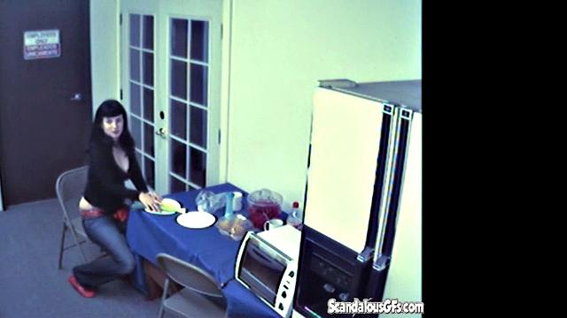 Brunette rubbing and Masturbating with Vegetable