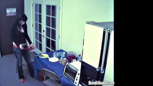 Brunette rubbing and Masturbating with Vegetable