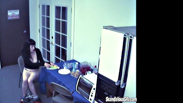 Brunette rubbing and Masturbating with Vegetable