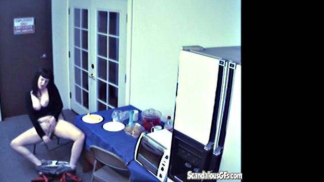 Brunette rubbing and Masturbating with Vegetable