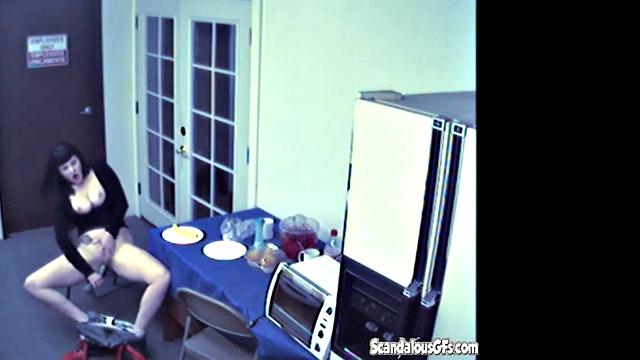 Brunette rubbing and Masturbating with Vegetable