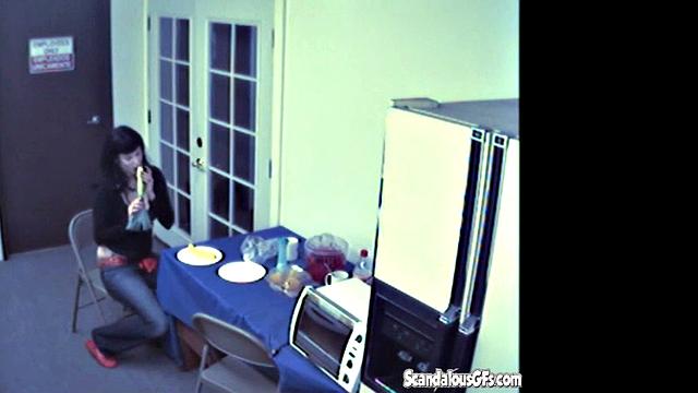 Brunette rubbing and Masturbating with Vegetable